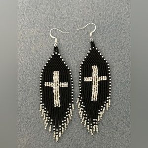 Beaded cross earrings